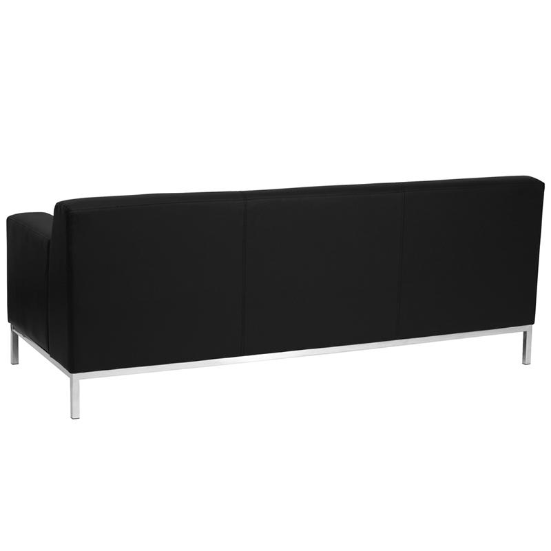 Flash Furniture HERCULES Definity Series Contemporary Black Leather Sofa with Stainless Steel Frame – ZB-DEFINITY-8009-SOFA-BK-GG Online now