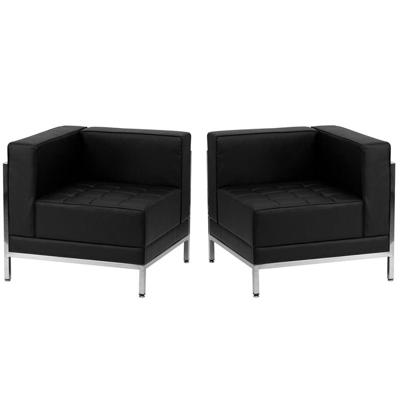 Flash Furniture HERCULES Imagination Series Black Leather 2 Piece Corner Chair Set – ZB-IMAG-SET10-GG Hot on Sale