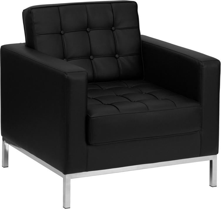 Flash Furniture HERCULES Lacey Series Contemporary Black Leather Chair with Stainless Steel Frame – ZB-LACEY-831-2-CHAIR-BK-GG Online Hot Sale