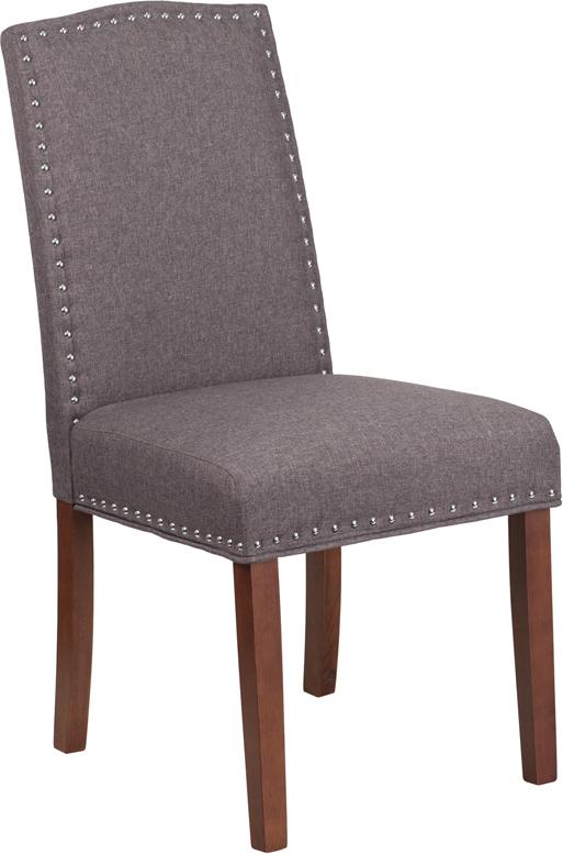 Flash Furniture HERCULES Hampton Hill Series Gray Fabric Parsons Chair with Silver Accent Nail Trim – QY-A13-9349-GY-GG Online now