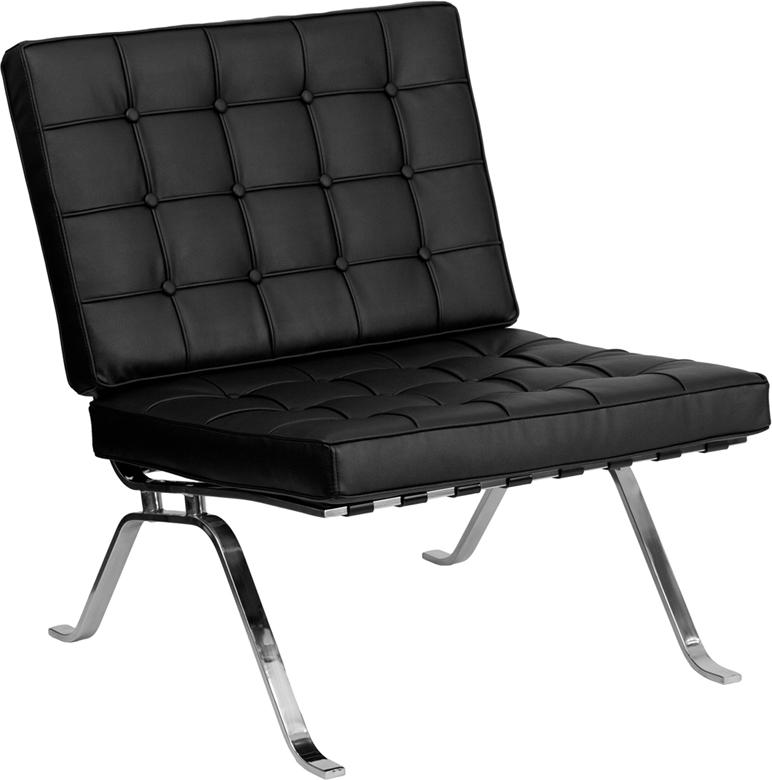 Flash Furniture HERCULES Flash Series Black Leather Lounge Chair with Curved Legs – ZB-FLASH-801-CHAIR-BK-GG on Sale
