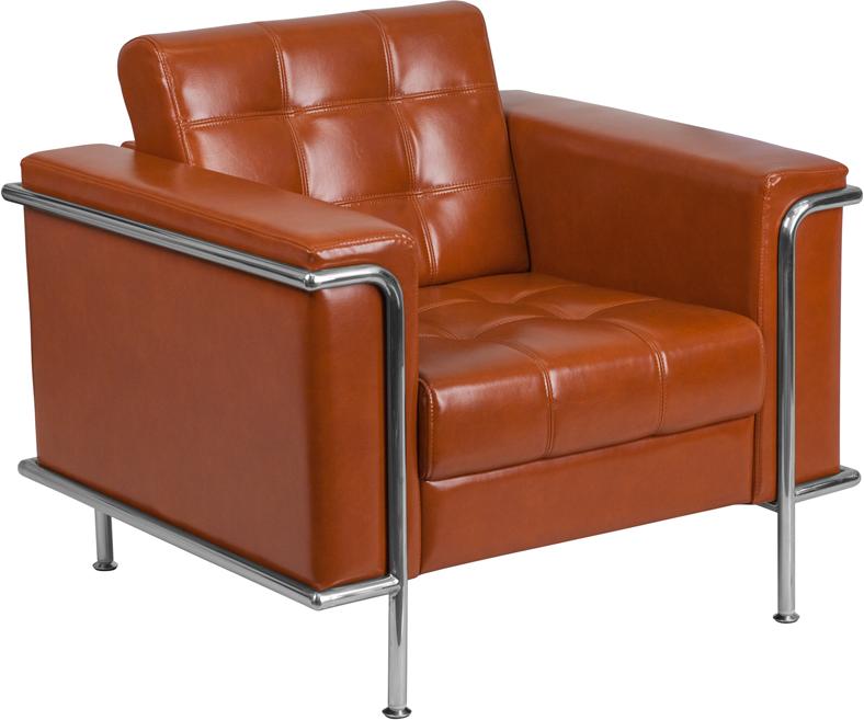 Flash Furniture HERCULES Lesley Series Contemporary Cognac Leather Chair with Encasing Frame – ZB-LESLEY-8090-CHAIR-COG-GG Sale