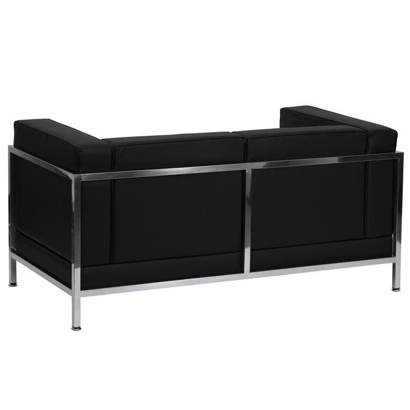 Flash Furniture HERCULES Imagination Series Contemporary Black Leather Loveseat with Encasing Frame – ZB-IMAG-LS-GG Hot on Sale