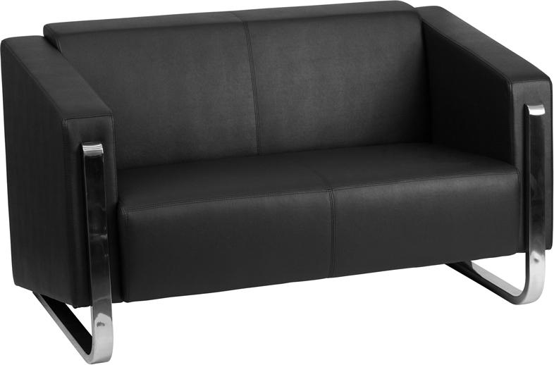 Flash Furniture HERCULES Gallant Series Contemporary Black Leather Loveseat with Stainless Steel Frame – ZB-8803-2-LS-BK-GG Sale