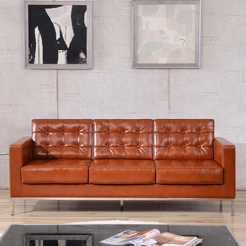 Flash Furniture HERCULES Lacey Series Contemporary Cognac Leather Sofa with Stainless Steel Frame – ZB-LACEY-831-2-SOFA-COG-GG Online now