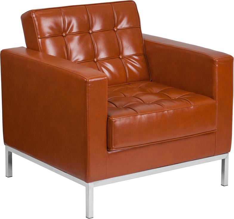 Flash Furniture HERCULES Lacey Series Contemporary Cognac Leather Chair with Stainless Steel Frame – ZB-LACEY-831-2-CHAIR-COG-GG Sale