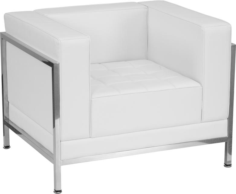Flash Furniture HERCULES Imagination Series Contemporary Melrose White Leather Chair with Encasing Frame – ZB-IMAG-CHAIR-WH-GG Hot on Sale