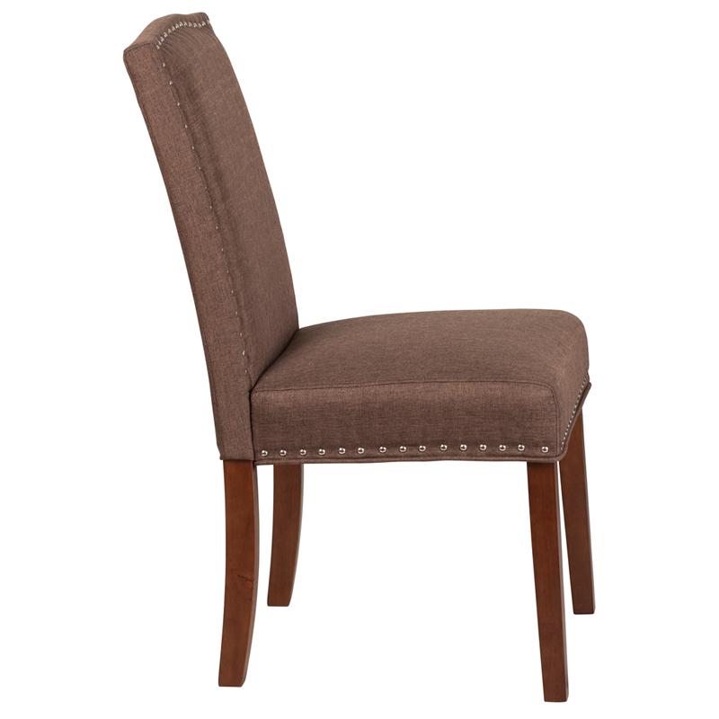 Flash Furniture HERCULES Hampton Hill Series Brown Fabric Parsons Chair with Silver Accent Nail Trim – QY-A13-9349-BN-GG Online Hot Sale