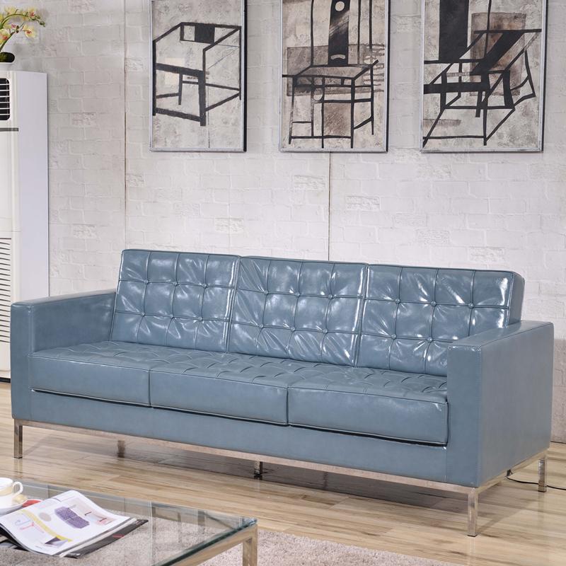Flash Furniture HERCULES Lacey Series Contemporary Gray Leather Sofa with Stainless Steel Frame – ZB-LACEY-831-2-SOFA-GY-GG Online now