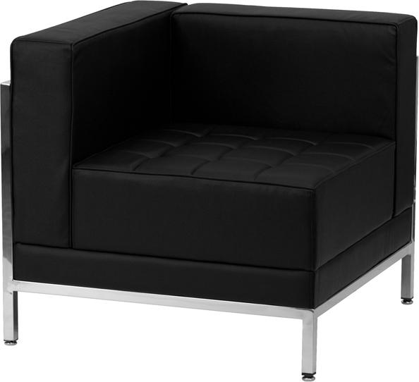 Flash Furniture HERCULES Imagination Series Contemporary Black Leather Left Corner Chair with Encasing Frame – ZB-IMAG-LEFT-CORNER-GG Online Sale