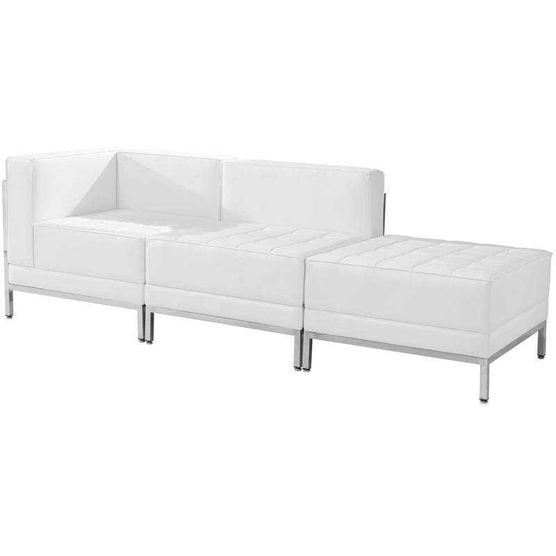 Flash Furniture HERCULES Imagination Series Melrose White Leather 3 Piece Chair & Ottoman Set – ZB-IMAG-SET6-WH-GG Discount