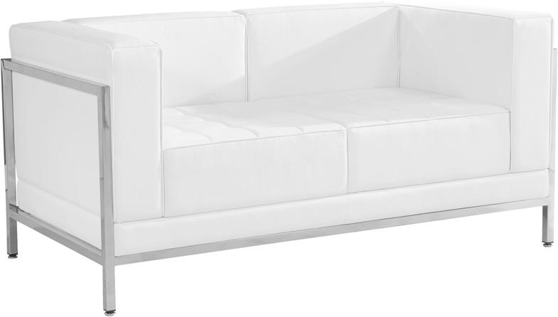 Flash Furniture HERCULES Imagination Series Contemporary Melrose White Leather Loveseat with Encasing Frame – ZB-IMAG-LS-WH-GG Supply