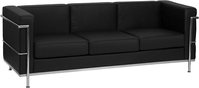 Flash Furniture HERCULES Regal Series Contemporary Black Leather Sofa with Encasing Frame – ZB-REGAL-810-3-SOFA-BK-GG Hot on Sale
