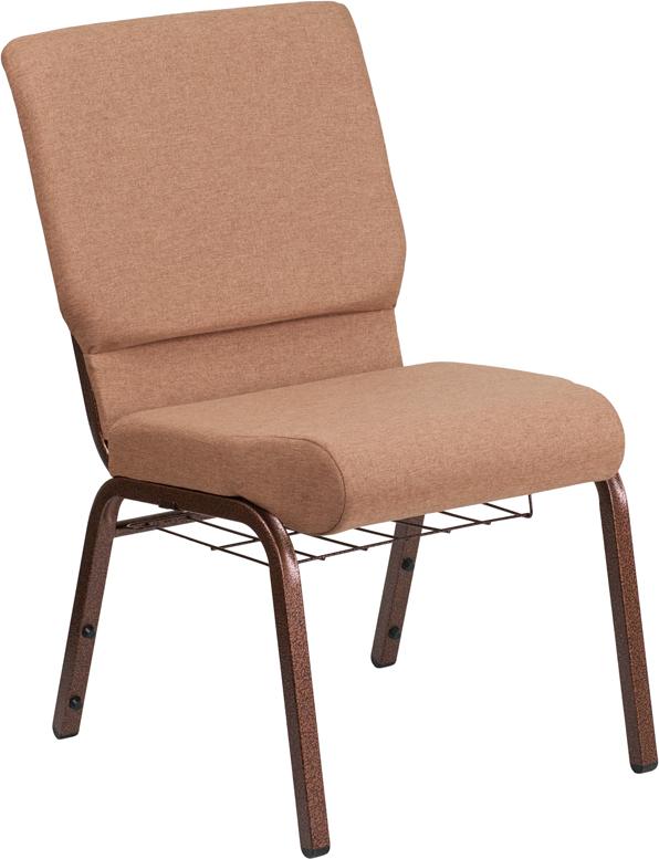 Flash Furniture HERCULES Series 18.5”W Church Chair in Caramel Fabric with Cup Book Rack – Copper Vein Frame – FD-CH02185-CV-BN-BAS-GG Sale
