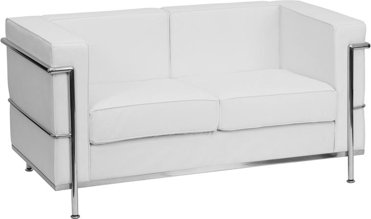Flash Furniture HERCULES Regal Series Contemporary Melrose White Leather Loveseat with Encasing Frame – ZB-REGAL-810-2-LS-WH-GG Sale