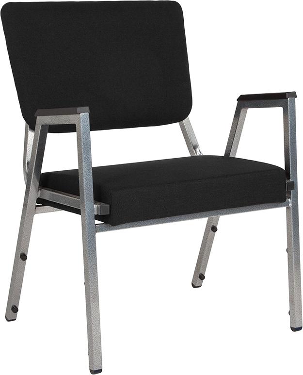 Flash Furniture HERCULES Series 1500 lb. Rated Black Antimicrobial Fabric Bariatric Arm Chair with 3/4 Panel Back and Silver Vein Frame – XU-DG-60443-670-2-BK-GG on Sale
