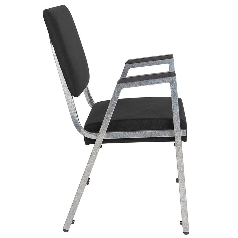 Flash Furniture HERCULES Series 1500 lb. Rated Black Antimicrobial Fabric Bariatric Arm Chair with 3/4 Panel Back and Silver Vein Frame – XU-DG-60443-670-2-BK-GG on Sale