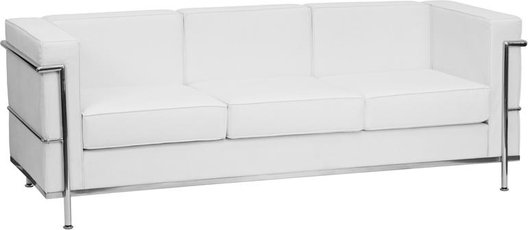 Flash Furniture HERCULES Regal Series Contemporary Melrose White Leather Sofa with Encasing Frame – ZB-REGAL-810-3-SOFA-WH-GG Online now