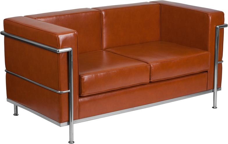 Flash Furniture HERCULES Regal Series Contemporary Cognac Leather Loveseat with Encasing Frame – ZB-REGAL-810-2-LS-COG-GG Fashion