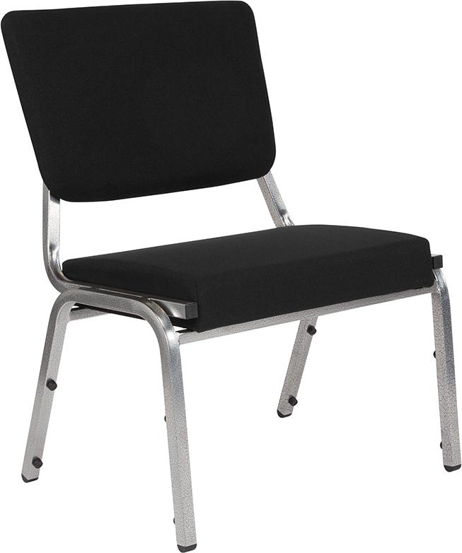 Flash Furniture HERCULES Series 1500 lb. Rated Black Antimicrobial Fabric Bariatric Chair with 3/4 Panel Back and Silver Vein Frame – XU-DG-60442-660-2-BK-GG Supply