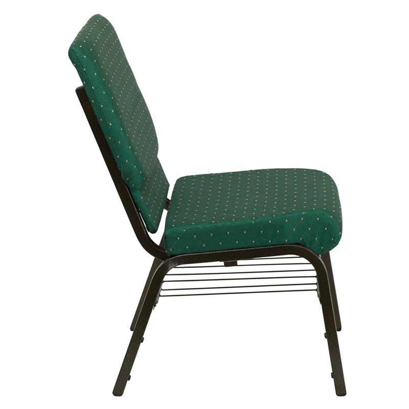 Flash Furniture HERCULES Series 18.5”W Church Chair in Green Patterned Fabric with Book Rack – Gold Vein Frame – XU-CH-60096-GN-BAS-GG Online now