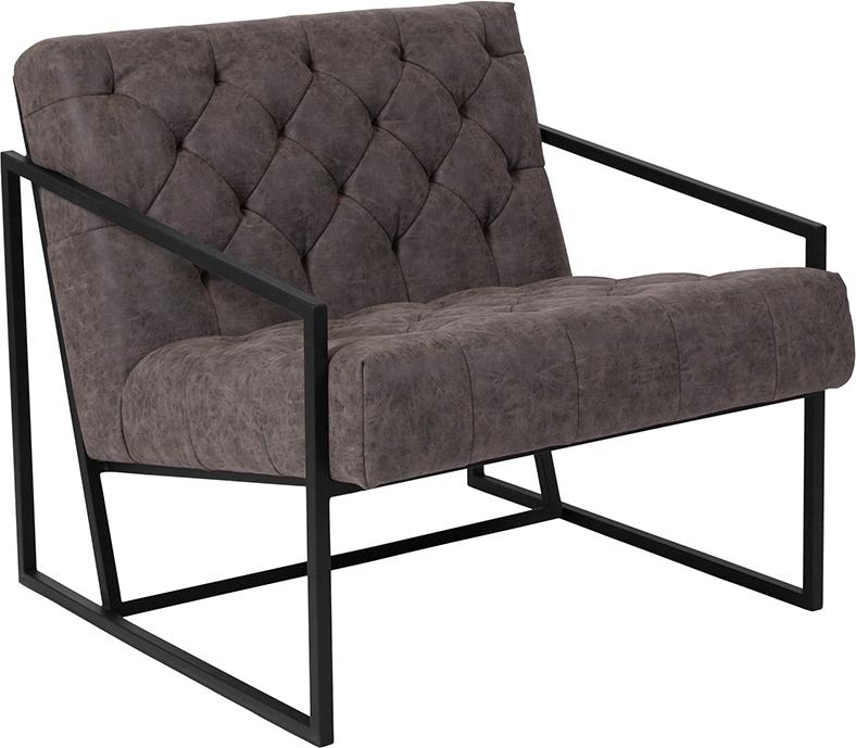 Flash Furniture HERCULES Madison Series Retro Gray Leather Tufted Lounge Chair – ZB-8522-GY-GG Supply