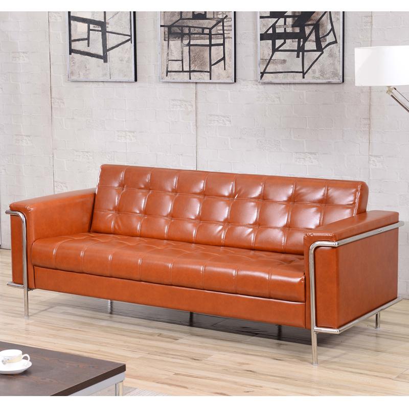 Flash Furniture HERCULES Lesley Series Contemporary Cognac Leather Sofa with Encasing Frame – ZB-LESLEY-8090-SOFA-COG-GG Discount