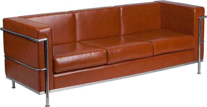 Flash Furniture HERCULES Regal Series Contemporary Cognac Leather Sofa with Encasing Frame – ZB-REGAL-810-3-SOFA-COG-GG Online
