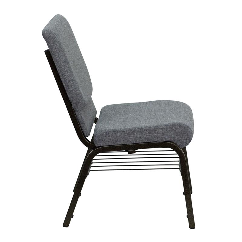 Flash Furniture HERCULES Series 18.5”W Church Chair in Gray Fabric with Book Rack – Gold Vein Frame – XU-CH-60096-BEIJING-GY-BAS-GG Hot on Sale