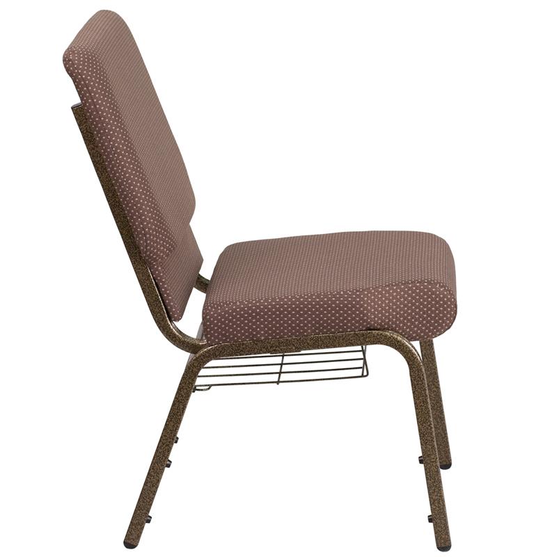 Flash Furniture HERCULES Series 18.5”W Church Chair in Brown Dot Fabric with Book Rack – Gold Vein Frame – FD-CH02185-GV-BNDOT-BAS-GG Online Sale