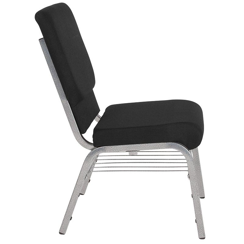 Flash Furniture HERCULES Series 18.5”W Church Chair in Black Fabric with Book Rack – Silver Vein Frame – XU-CH-60096-BK-SV-BAS-GG Discount