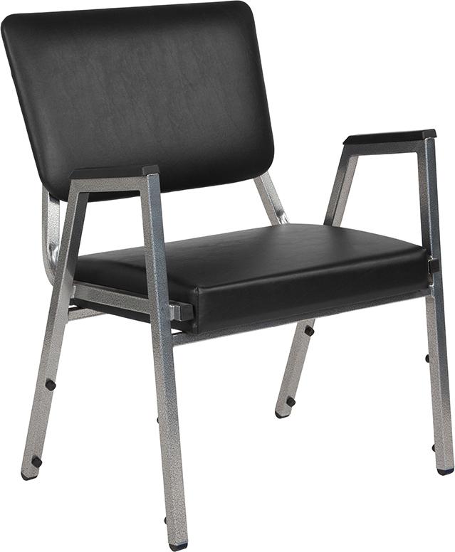 Flash Furniture HERCULES Series 1500 lb. Rated Black Antimicrobial Vinyl Bariatric Arm Chair with 3/4 Panel Back and Silver Vein Frame – XU-DG-60443-670-2-BV-GG Online