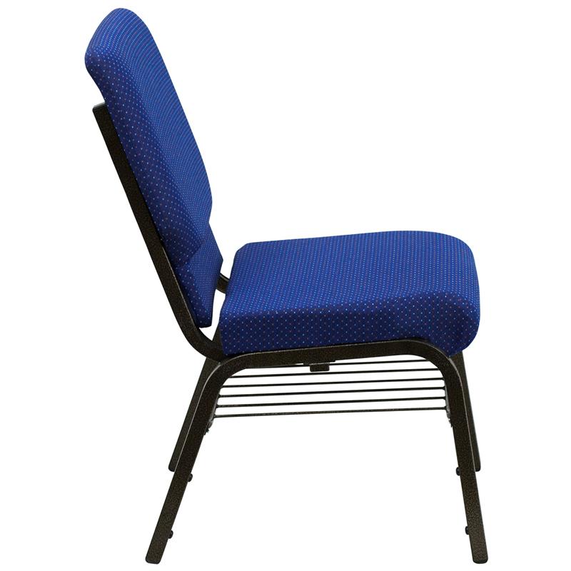 Flash Furniture HERCULES Series 18.5”W Church Chair in Navy Blue Patterned Fabric with Book Rack – Gold Vein Frame – XU-CH-60096-NVY-DOT-BAS-GG Sale