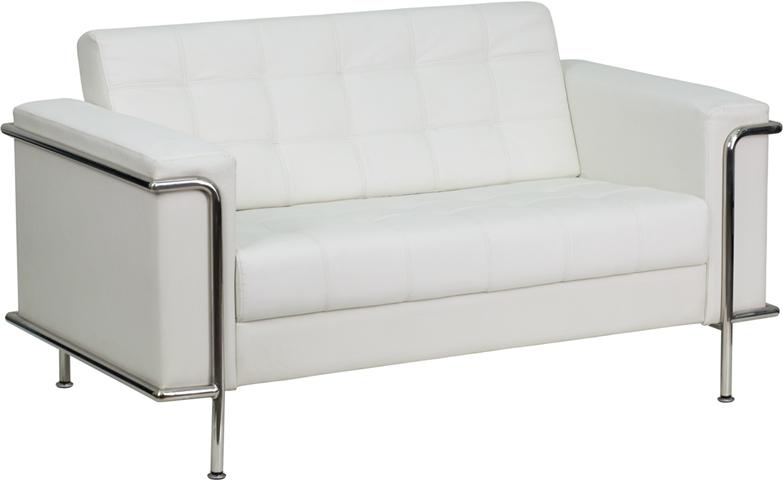 Flash Furniture HERCULES Lesley Series Contemporary Melrose White Leather Loveseat with Encasing Frame – ZB-LESLEY-8090-LS-WH-GG Discount