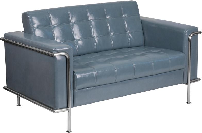 Flash Furniture HERCULES Lesley Series Contemporary Gray Leather Loveseat with Encasing Frame – ZB-LESLEY-8090-LS-GY-GG Fashion