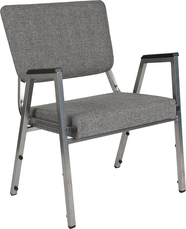Flash Furniture HERCULES Series 1500 lb. Rated Gray Antimicrobial Fabric Bariatric Arm Chair with 3/4 Panel Back and Silver Vein Frame – XU-DG-60443-670-2-GY-GG on Sale