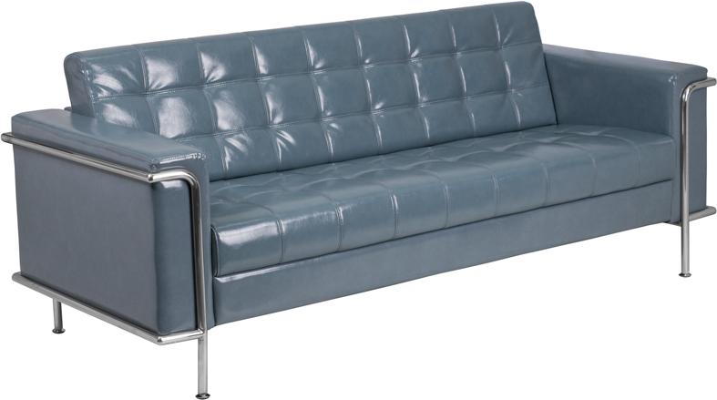 Flash Furniture HERCULES Lesley Series Contemporary Gray Leather Sofa with Encasing Frame – ZB-LESLEY-8090-SOFA-GY-GG Online now