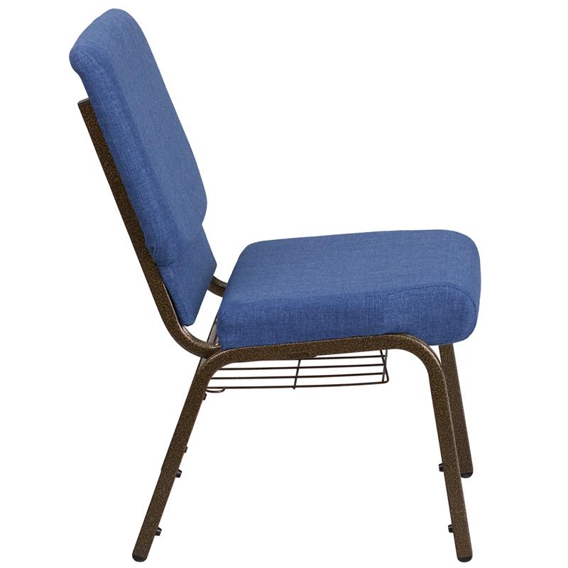 Flash Furniture HERCULES Series 21”W Church Chair in Blue Fabric with Cup Book Rack – Gold Vein Frame – FD-CH0221-4-GV-BLUE-BAS-GG Online Sale