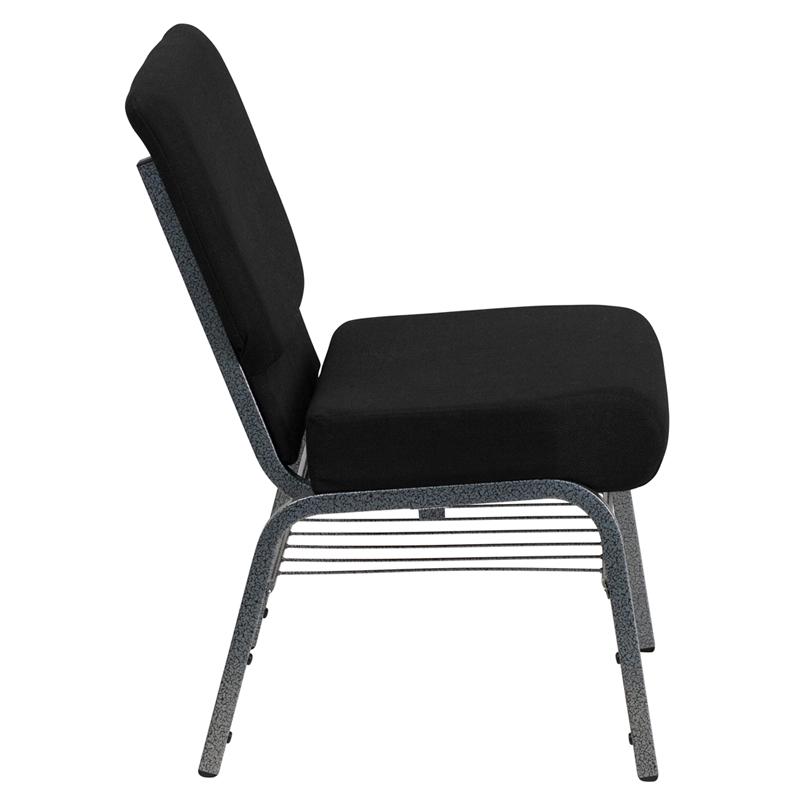 Flash Furniture HERCULES Series 21”W Church Chair in Black Fabric with Book Rack – Silver Vein Frame – XU-CH0221-BK-SV-BAS-GG Sale