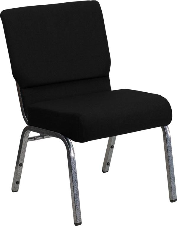 Flash Furniture HERCULES Series 21”W Stacking Church Chair in Black Fabric – Silver Vein Frame – XU-CH0221-BK-SV-GG on Sale