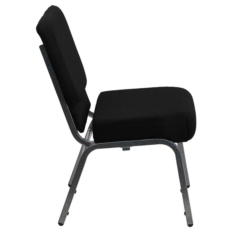 Flash Furniture HERCULES Series 21”W Stacking Church Chair in Black Fabric – Silver Vein Frame – XU-CH0221-BK-SV-GG on Sale
