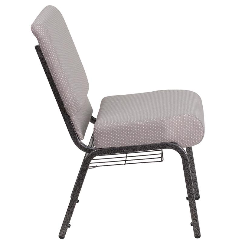Flash Furniture HERCULES Series 21”W Church Chair in Gray Dot Fabric with Book Rack – Silver Vein Frame – FD-CH0221-4-SV-GYDOT-BAS-GG Fashion