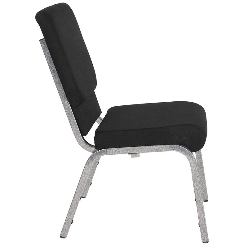 Flash Furniture HERCULES Series 18.5”W Stacking Church Chair in Black Fabric – Silver Vein Frame – XU-CH-60096-BK-SV-GG Fashion