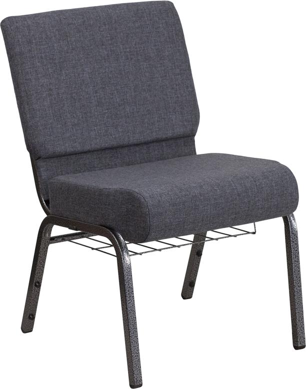 Flash Furniture HERCULES Series 21”W Church Chair in Dark Gray Fabric with Book Rack – Silver Vein Frame – FD-CH0221-4-SV-DKGY-BAS-GG on Sale