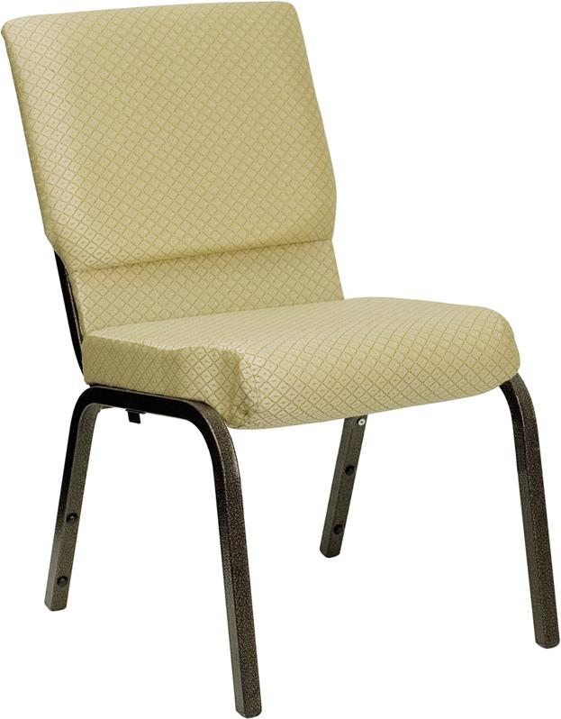 Flash Furniture HERCULES Series 18.5”W Stacking Church Chair in Beige Patterned Fabric – Gold Vein Frame – XU-CH-60096-BGE-GG Discount