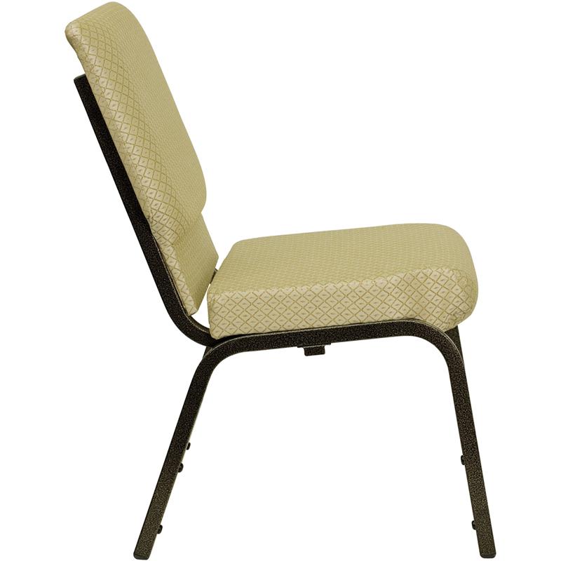 Flash Furniture HERCULES Series 18.5”W Stacking Church Chair in Beige Patterned Fabric – Gold Vein Frame – XU-CH-60096-BGE-GG Discount