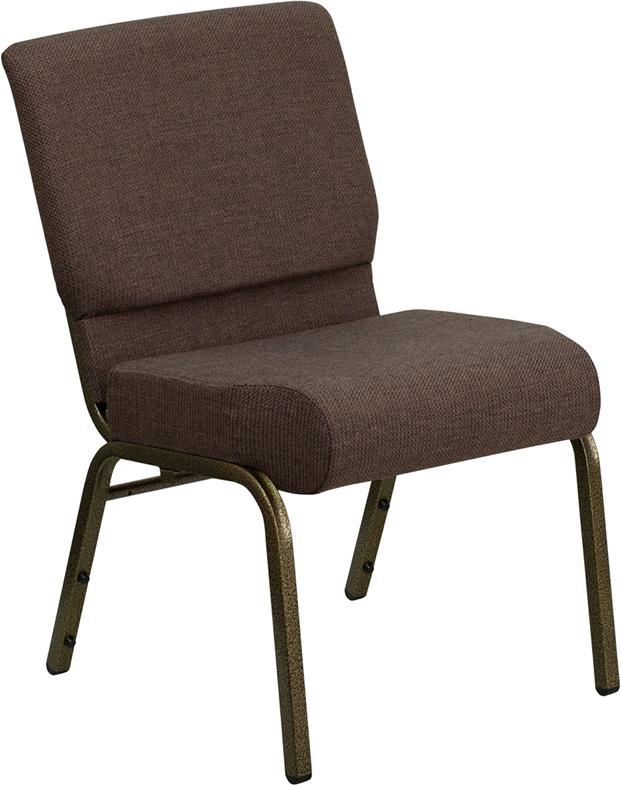 Flash Furniture HERCULES Series 21”W Stacking Church Chair in Brown Fabric – Gold Vein Frame – FD-CH0221-4-GV-S0819-GG Online Hot Sale