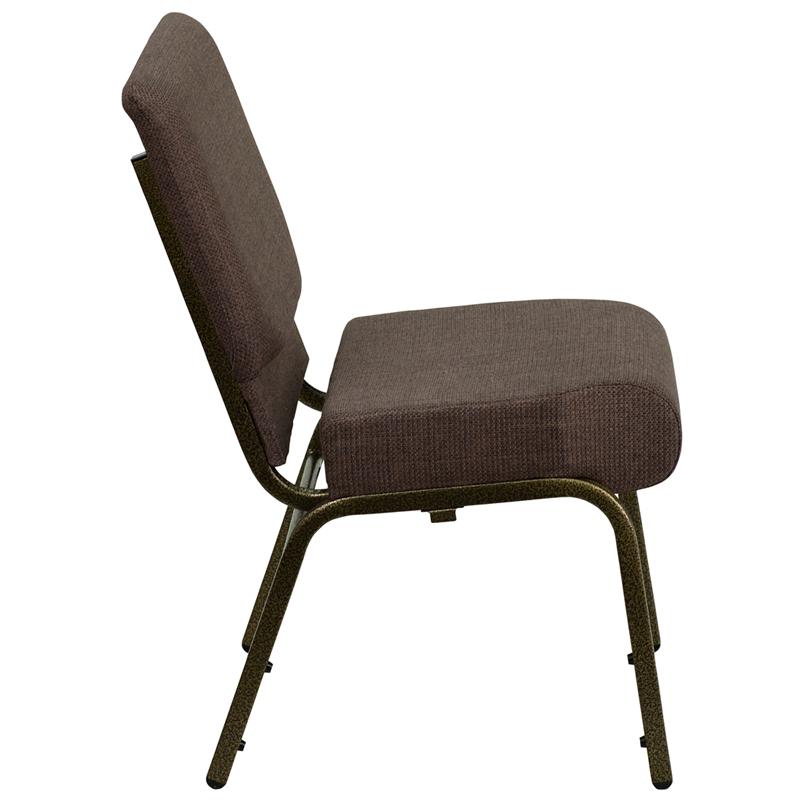Flash Furniture HERCULES Series 21”W Stacking Church Chair in Brown Fabric – Gold Vein Frame – FD-CH0221-4-GV-S0819-GG Online Hot Sale