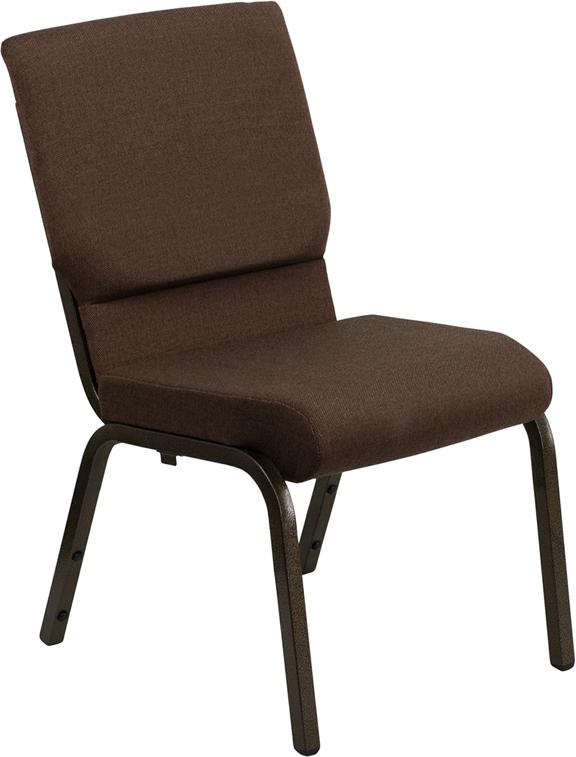 Flash Furniture HERCULES Series 18.5”W Stacking Church Chair in Brown Fabric – Gold Vein Frame – XU-CH-60096-BN-GG Hot on Sale