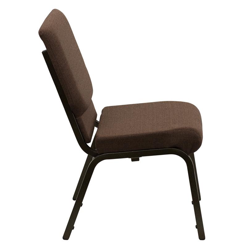 Flash Furniture HERCULES Series 18.5”W Stacking Church Chair in Brown Fabric – Gold Vein Frame – XU-CH-60096-BN-GG Hot on Sale